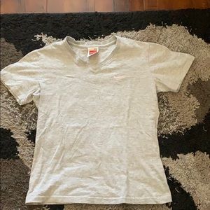 gray nike logo half sleeves t shirt top